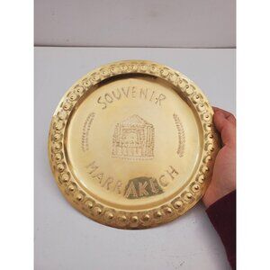 Vintage Brass Plate,small Brass Plate, Carved Trincket Plate, Carved Brass